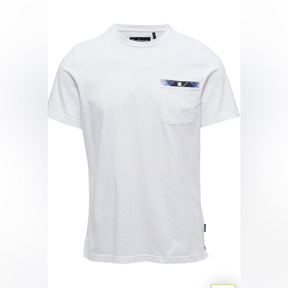 New Barbour Men Cotton T-Shirt, Medium, Blue and White